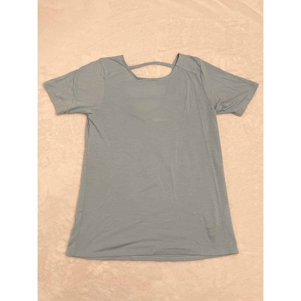 Columbia Womens Blue Strappy Open Back Short Sleeve T-Shirt XS